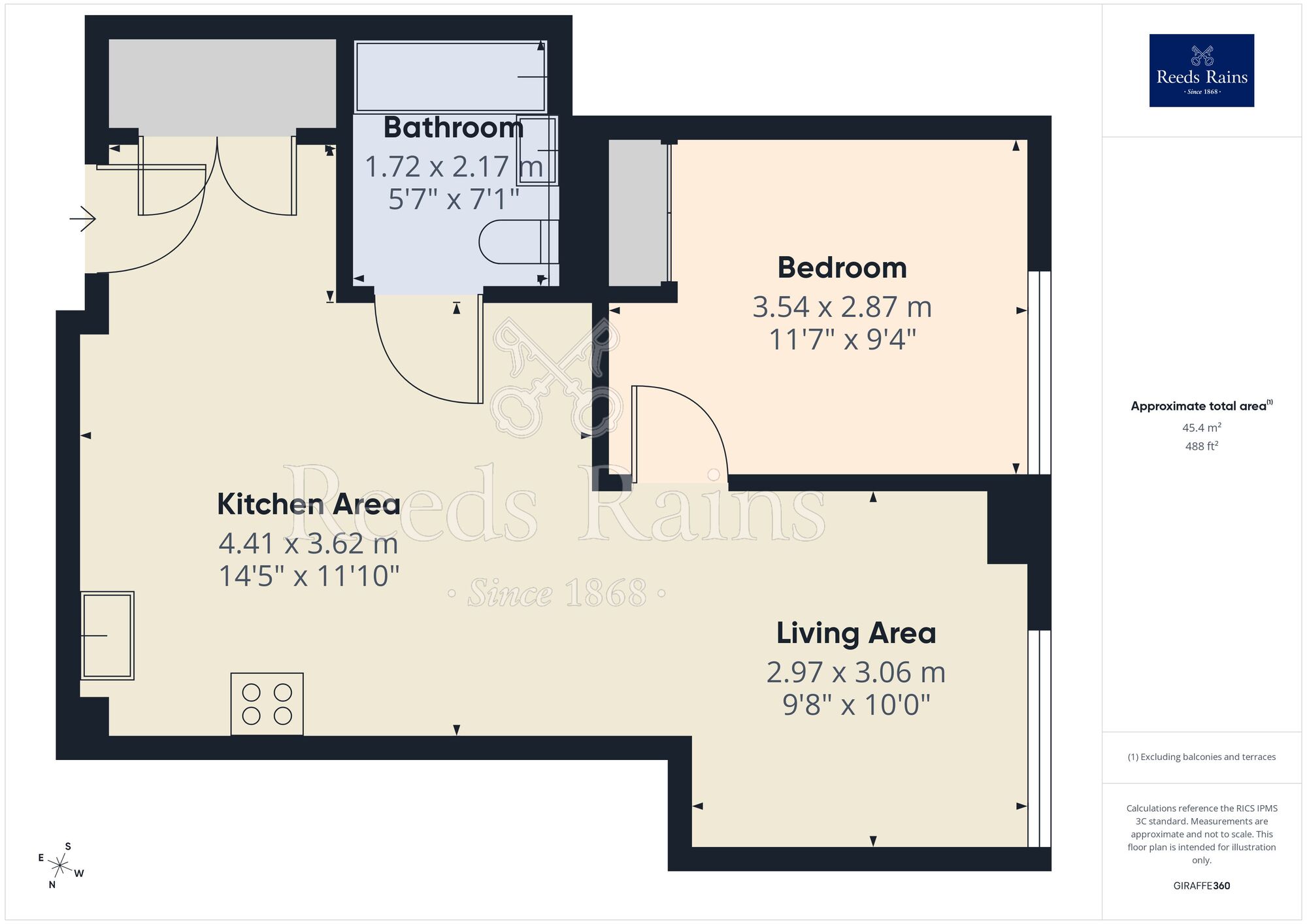 Floorplan of 1 bedroom Flat for sale, Red, Media City UK, Salford, M50