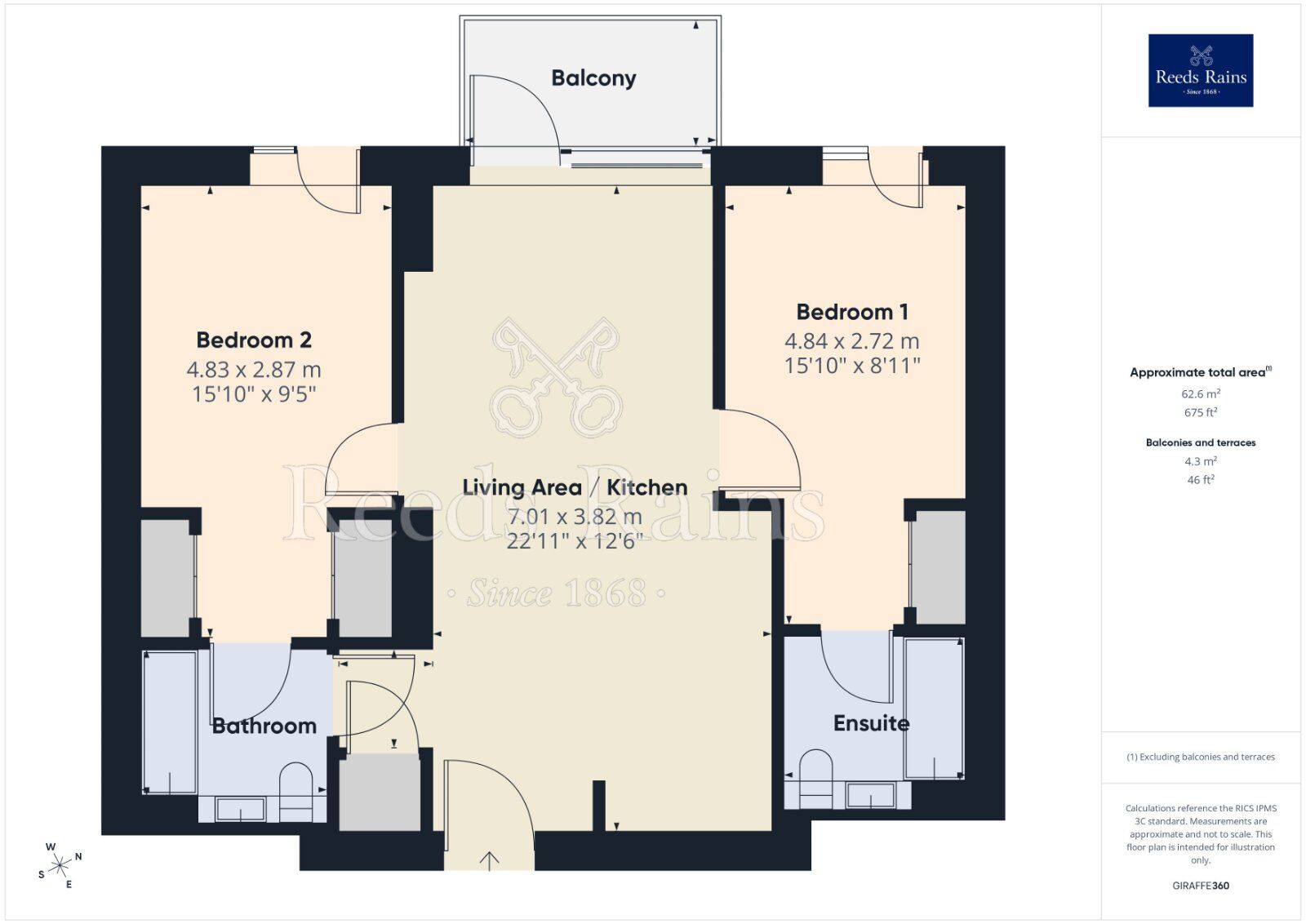 Floorplan of 2 bedroom Flat for sale, Bury Street, Salford, M3