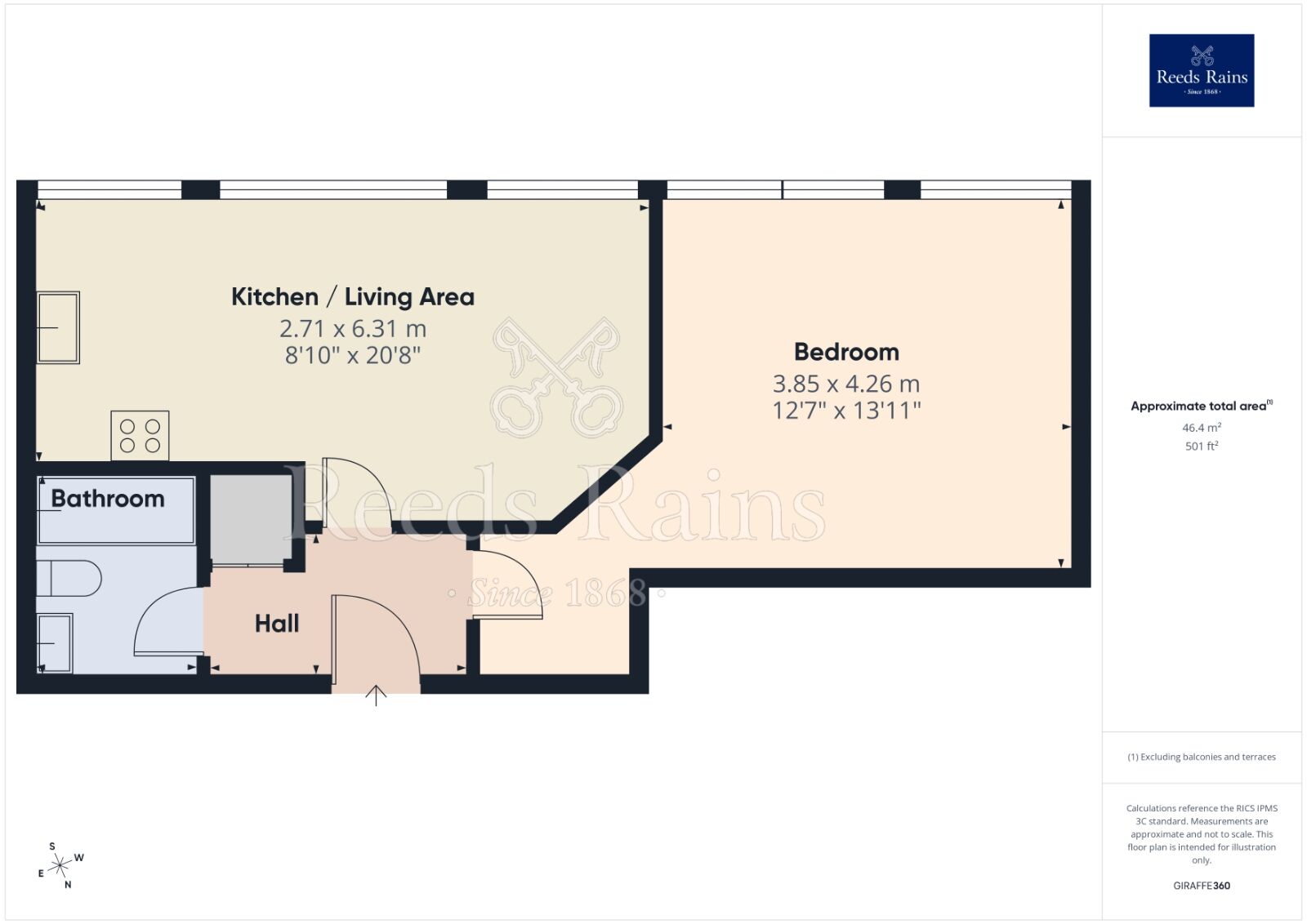 Floorplan of 1 bedroom Flat to rent, Victoria Bridge Street, Salford, Greater Manchester, M3