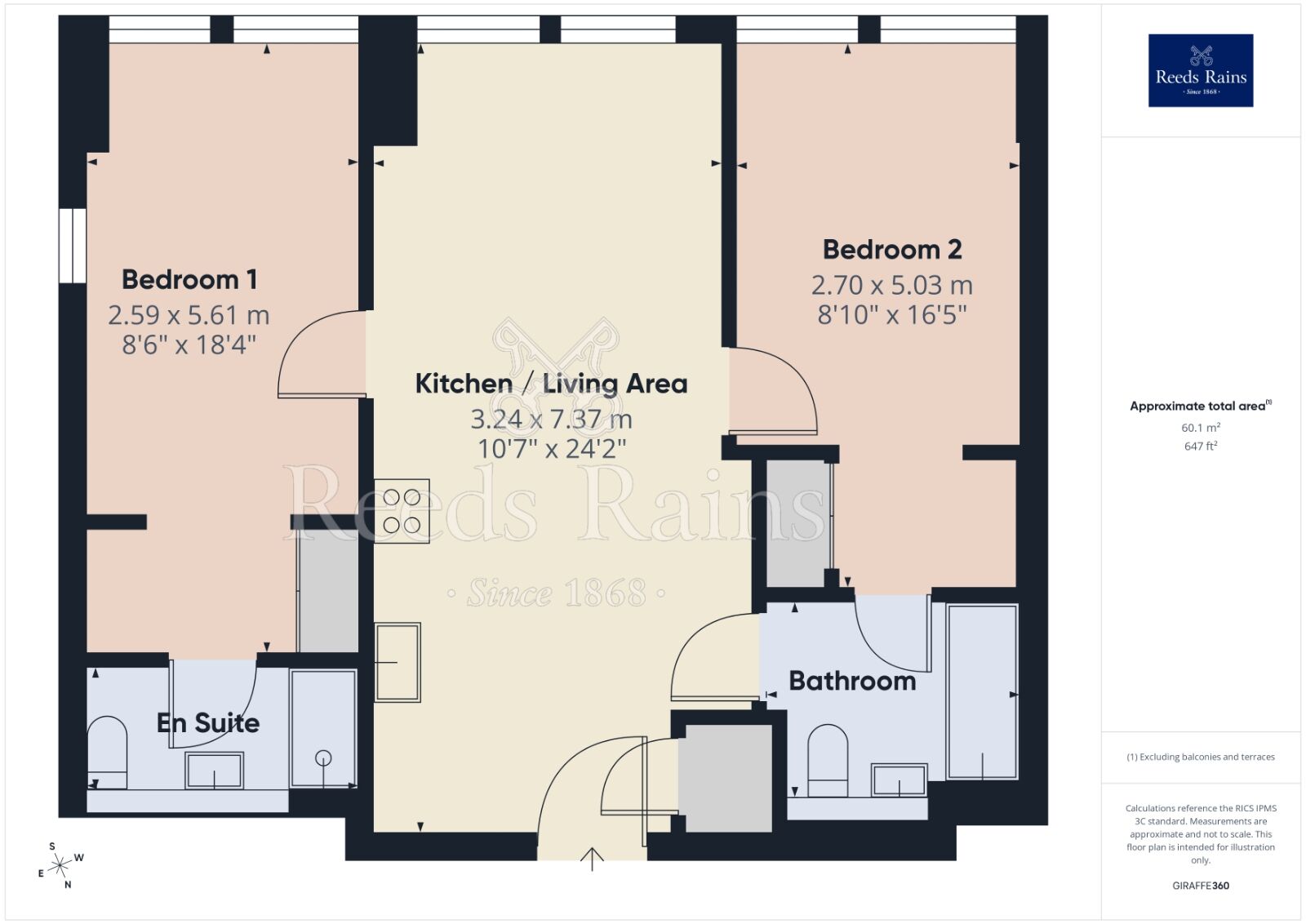 Floorplan of 2 bedroom Flat to rent, Greengate, Salford, Greater Manchester, M3
