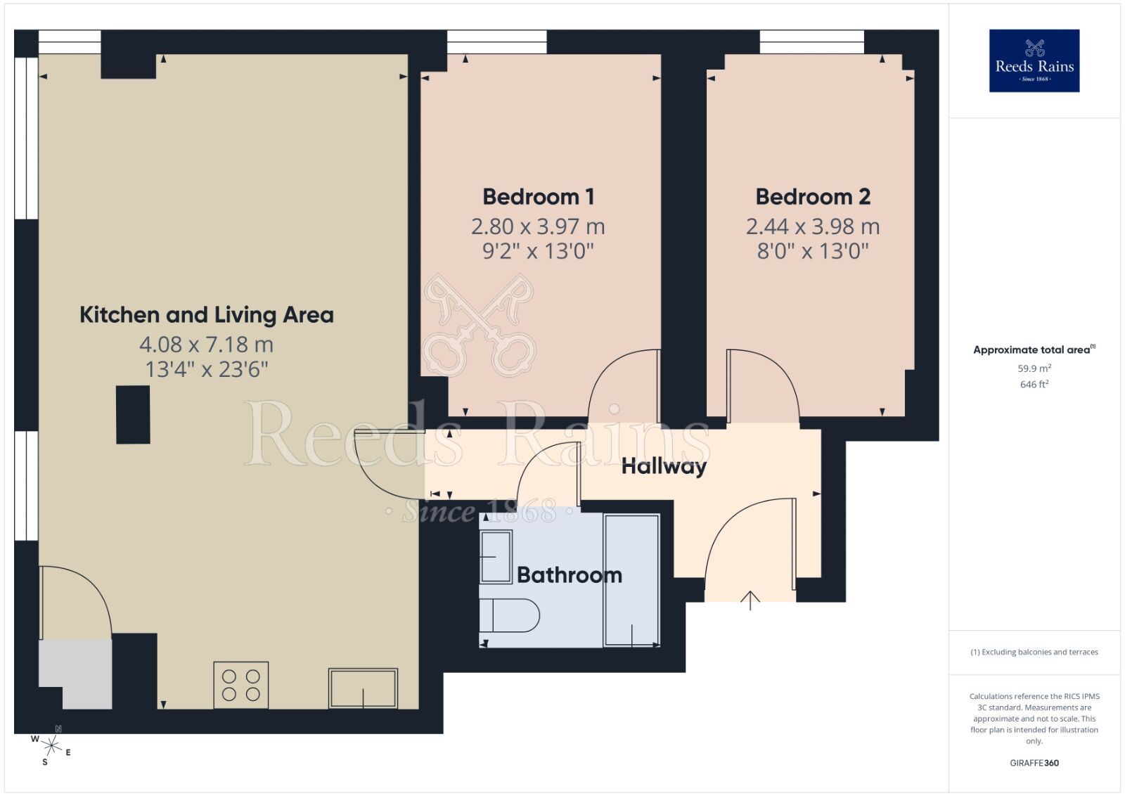 Floorplan of 2 bedroom Flat to rent, Dalton Street, Manchester, Greater Manchester, M40