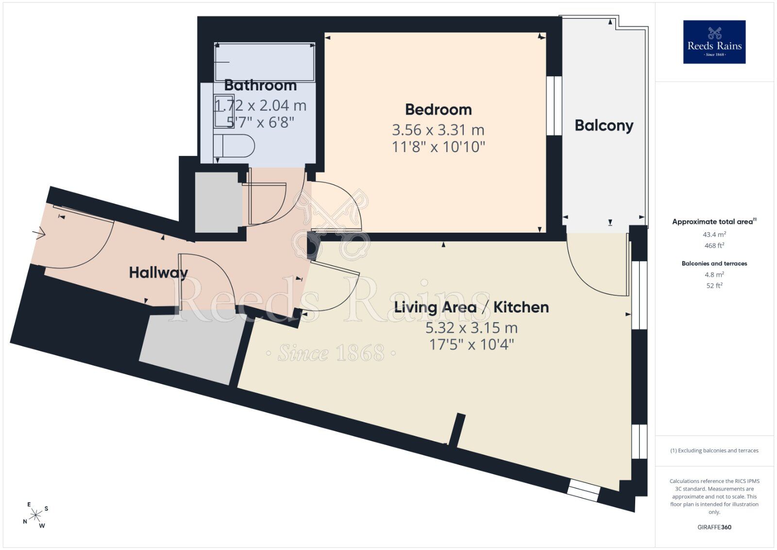 Floorplan of 1 bedroom Flat for sale, The Quays, Salford, M50