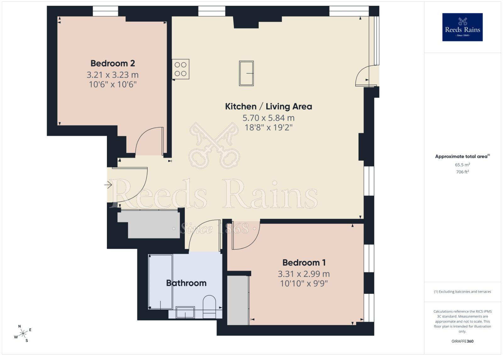 Floorplan of 2 bedroom Flat to rent, Stanley Street, Salford, Greater Manchester, M3