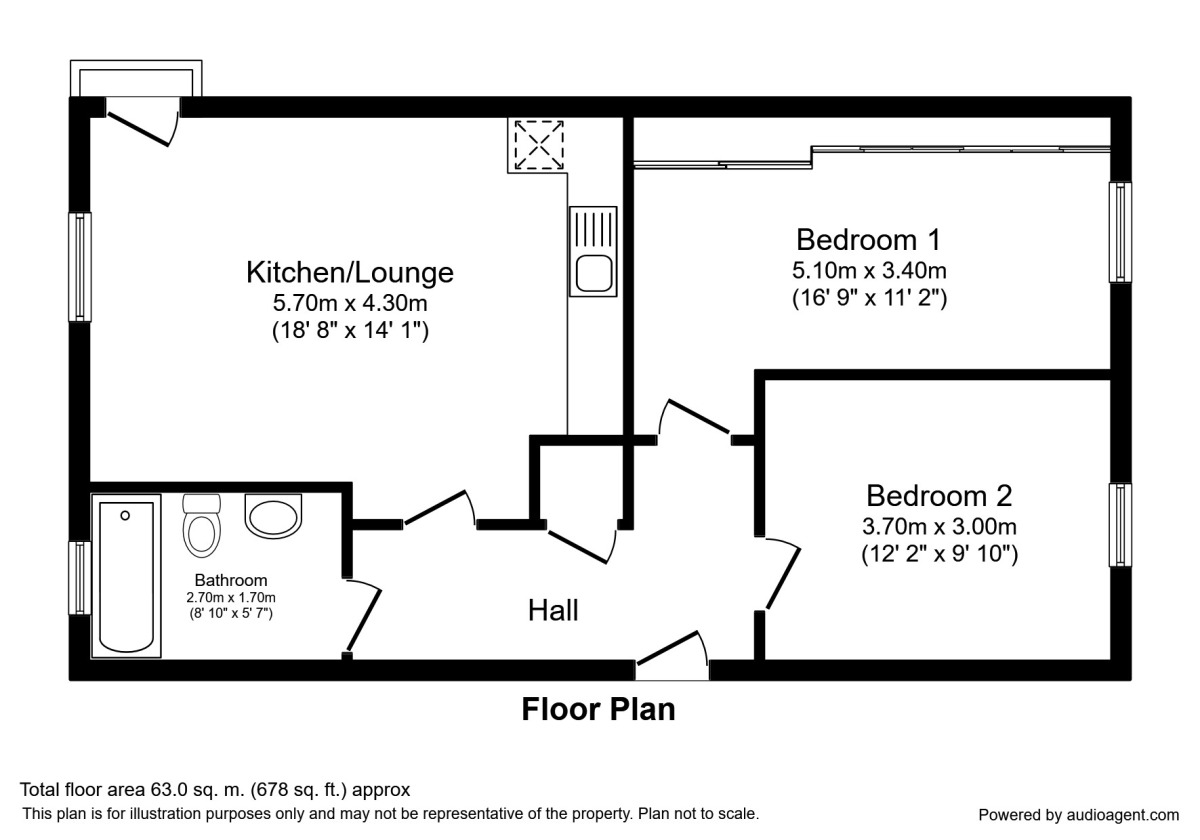 Floorplan of 2 bedroom Flat for sale, City Road East, Manchester, M15