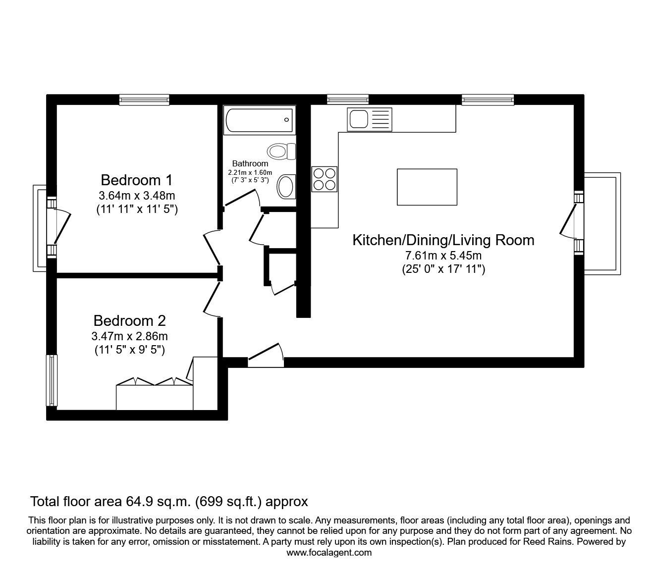 Floorplan of 2 bedroom Flat for sale, Thomas Telford Basin, Manchester, M1