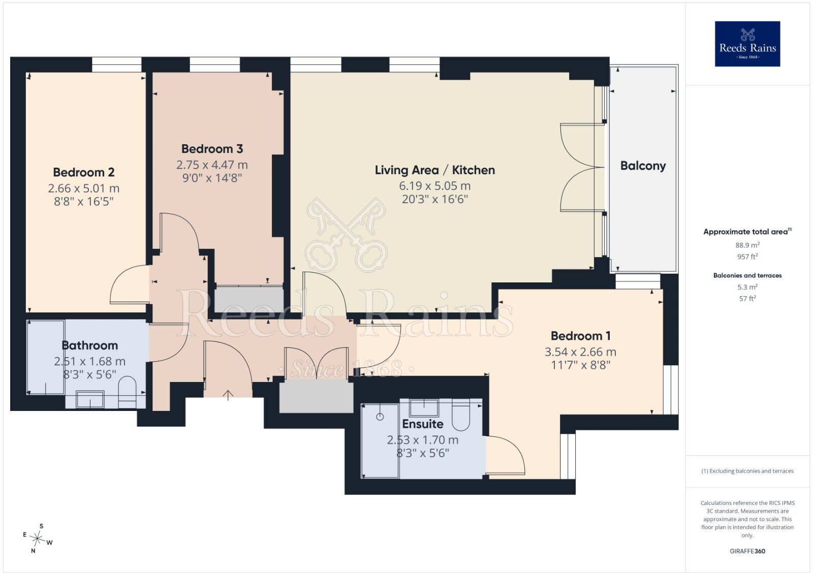 Floorplan of 3 bedroom Flat for sale, Ottinger Close, Salford, M50