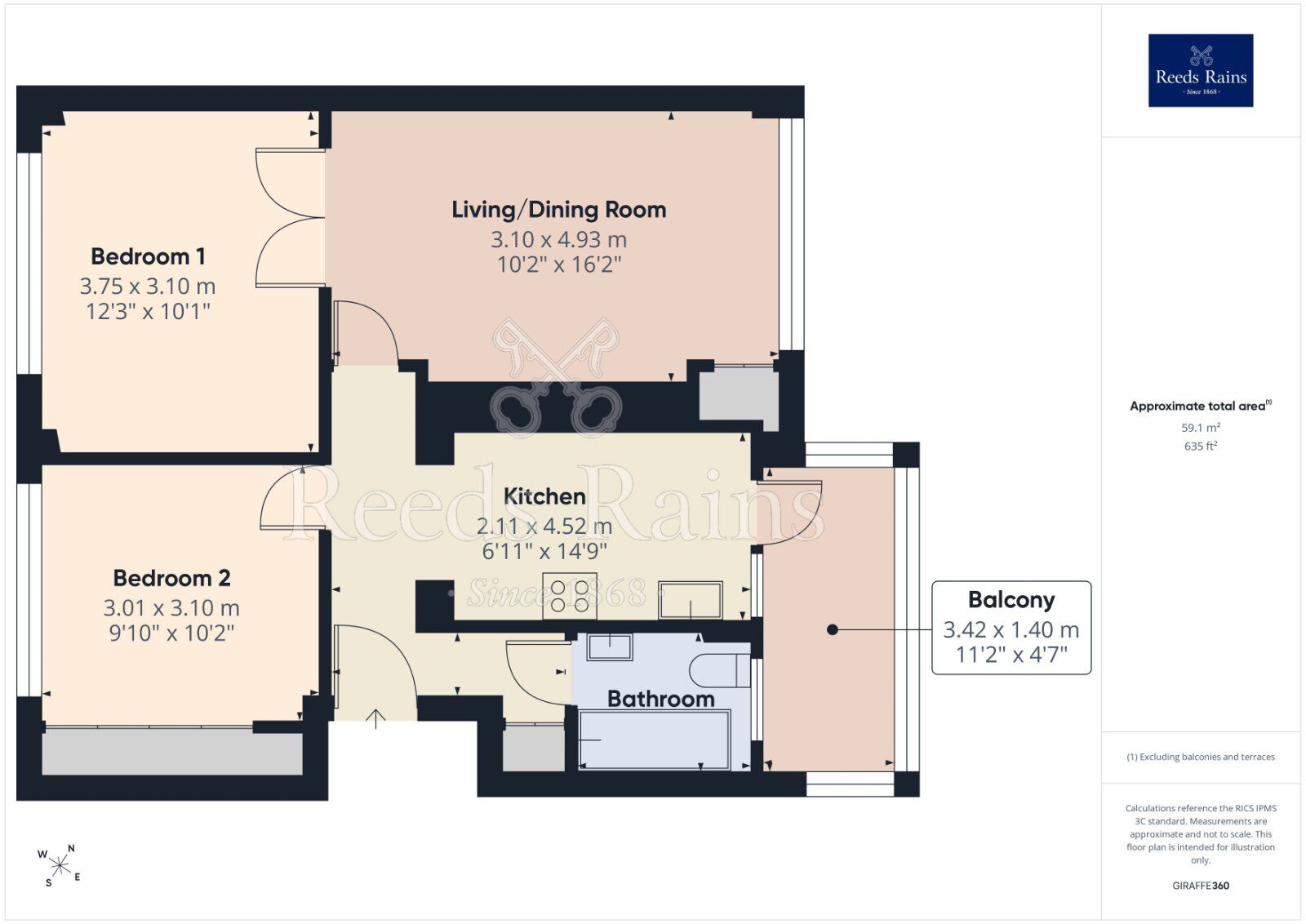 Floorplan of 2 bedroom Flat for sale, Grenham Avenue, Manchester, M15