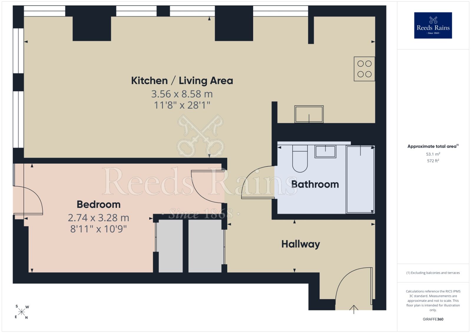Floorplan of 1 bedroom Flat to rent, Great Ancoats Street, Manchester, Greater Manchester, M4