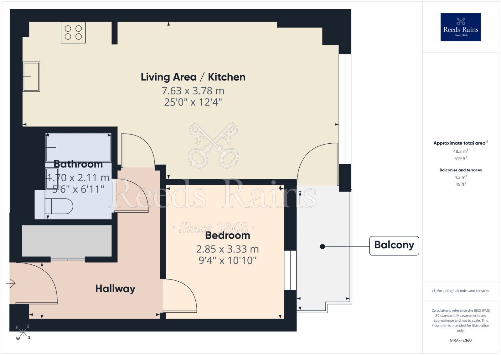 Floorplan of 1 bedroom Flat for sale, The Quays, Salford, M50