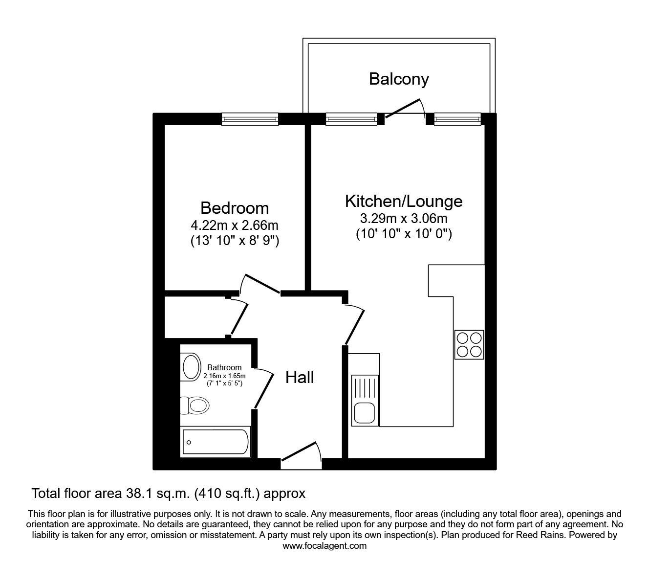 Floorplan of 1 bedroom Flat to rent, Bury Street, Salford, Greater Manchester, M3