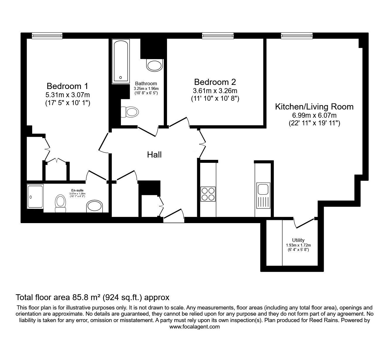 Floorplan of 2 bedroom Flat to rent, Lower Ormond Street, Manchester, Greater Manchester, M1