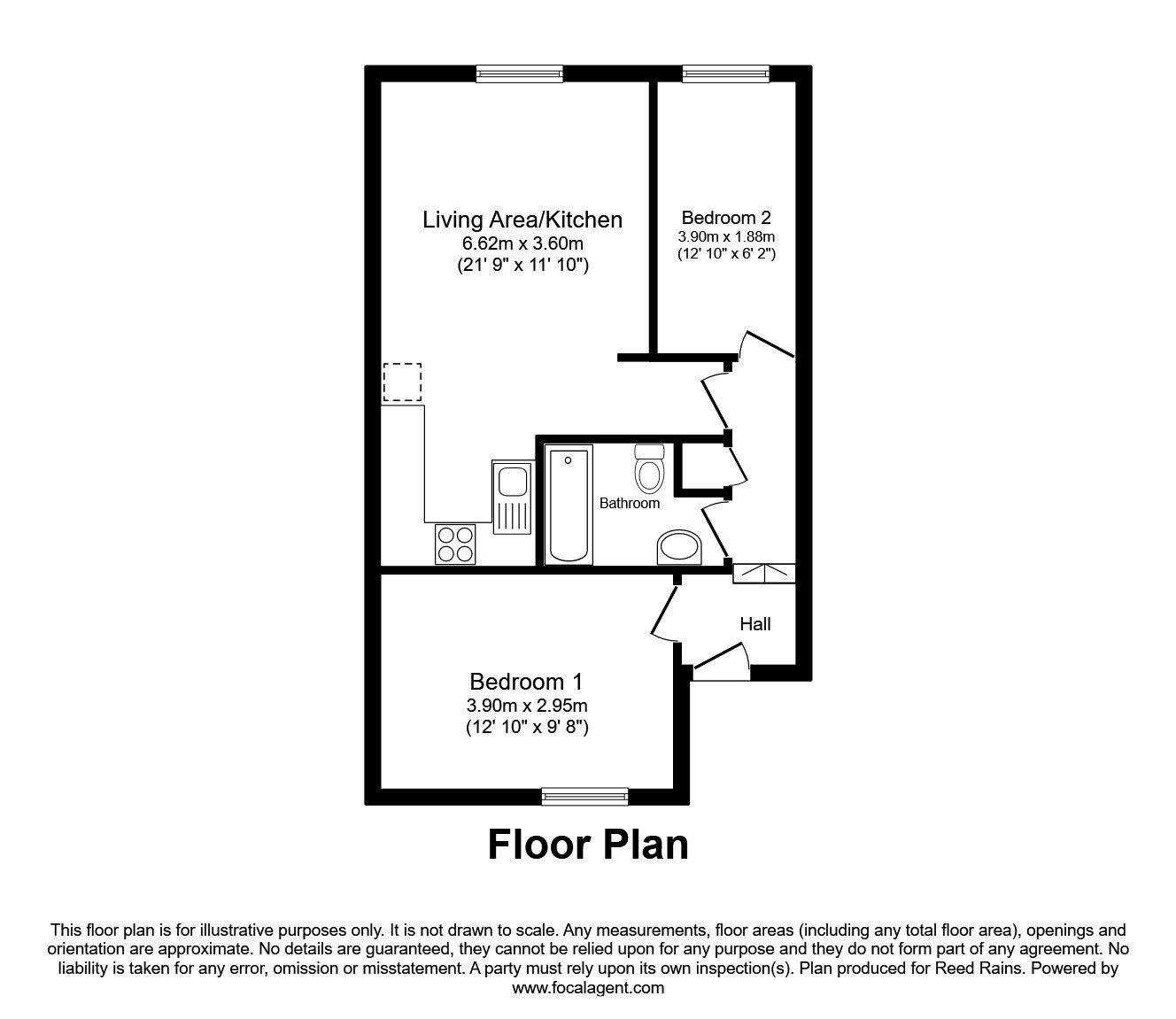 Floorplan of 2 bedroom Flat to rent, Bloom Street, Salford, Greater Manchester, M3