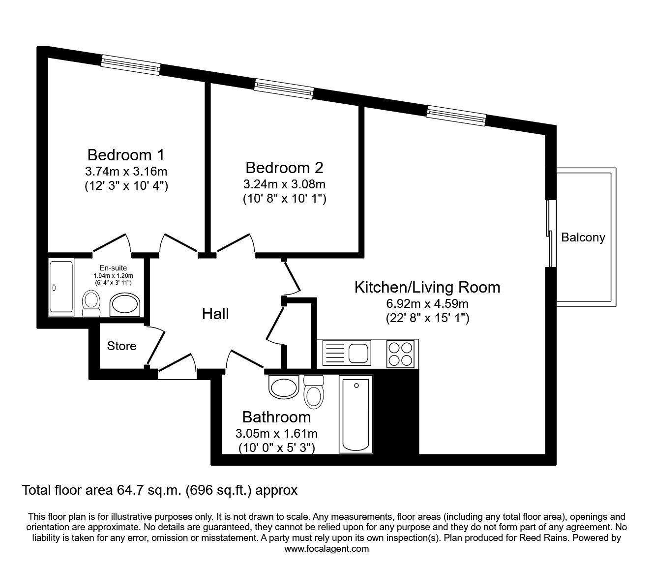 Floorplan of 2 bedroom Flat for sale, Pink, Media City UK, Salford, M50
