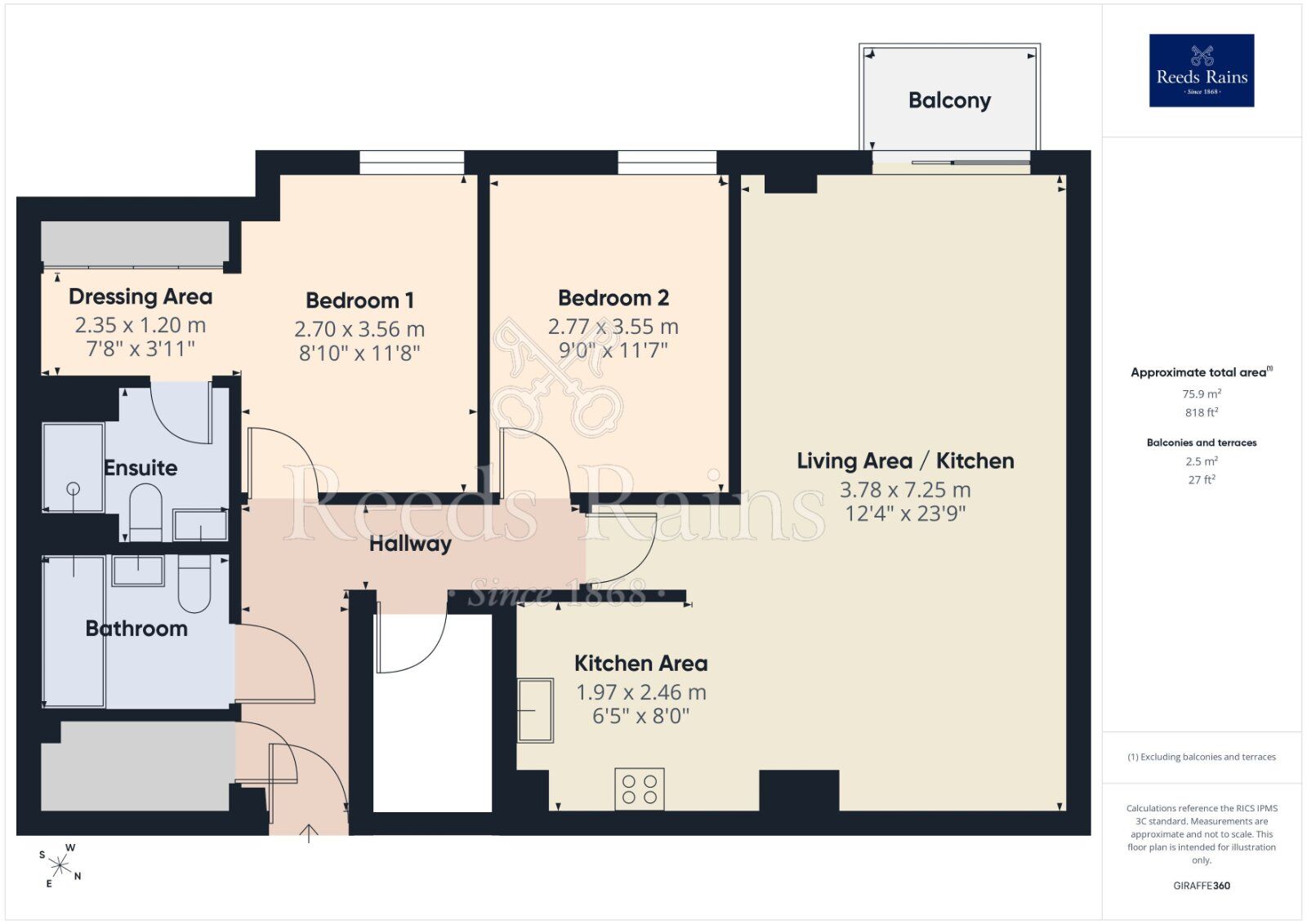 Floorplan of 2 bedroom Flat for sale, Whitworth Street West, Manchester, M1