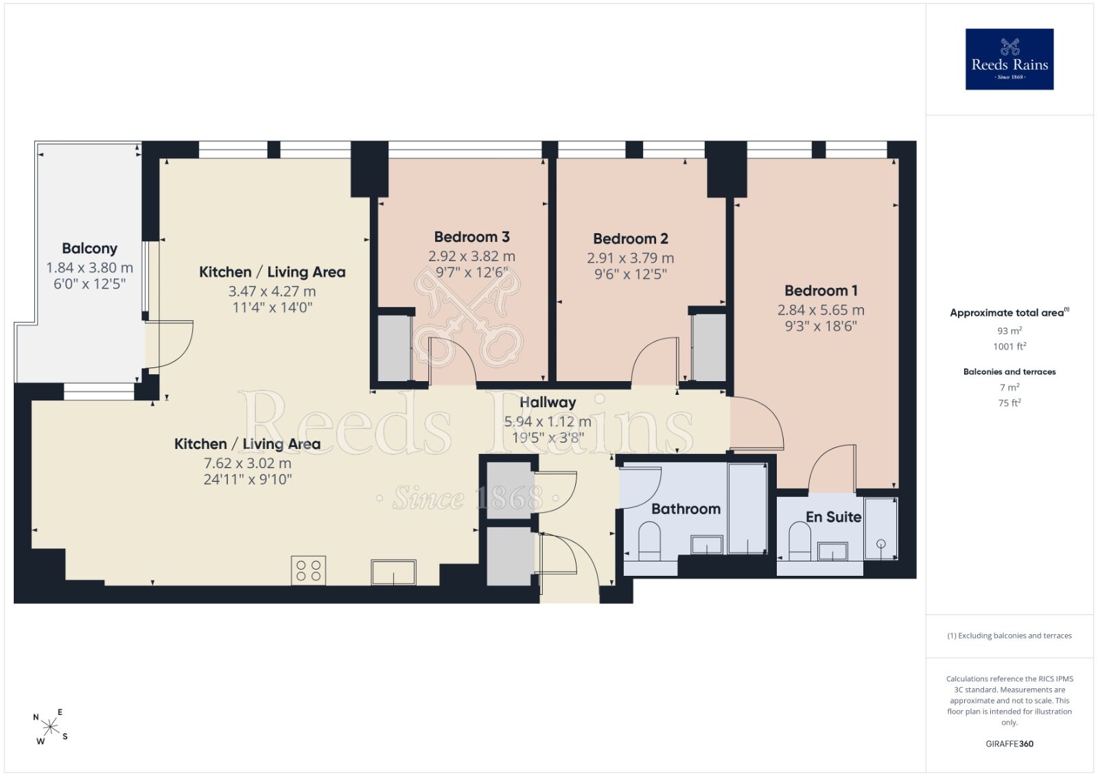 Floorplan of 3 bedroom Flat to rent, Greengate, Salford, Greater Manchester, M3