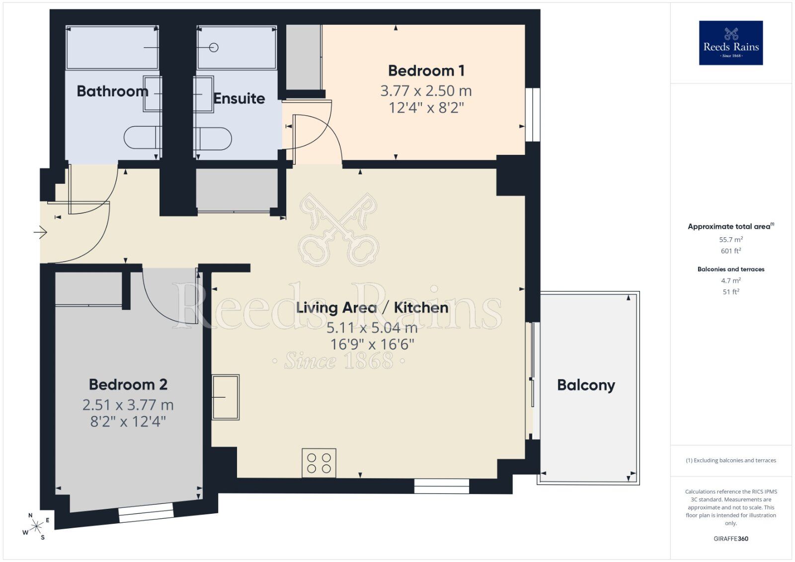 Floorplan of 2 bedroom Flat for sale, Lockside Lane, Salford, M5