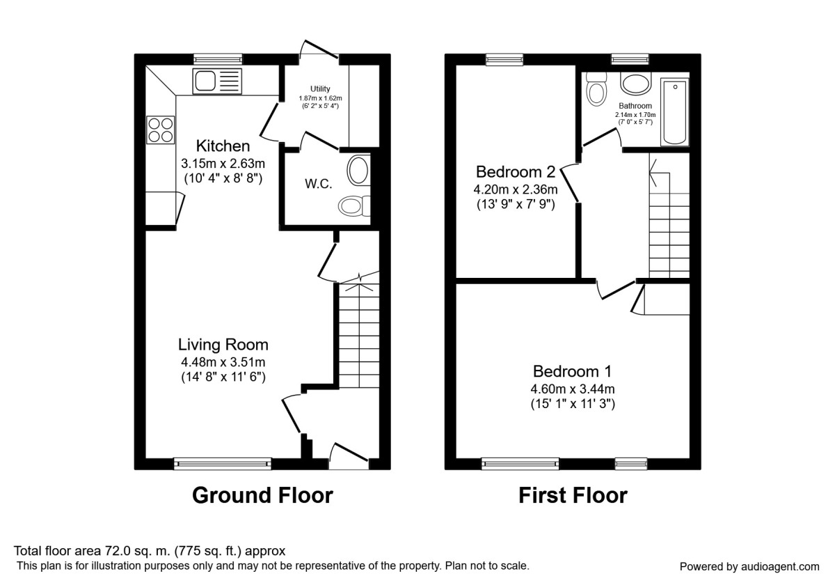Floorplan of 2 bedroom Semi Detached House to rent, Bourdon Street, Manchester, Greater Manchester, M40