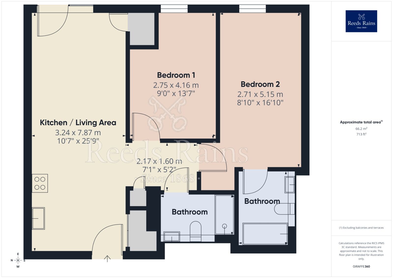 Floorplan of 2 bedroom Flat to rent, New Kings Head Yard, Salford, Greater Manchester, M3