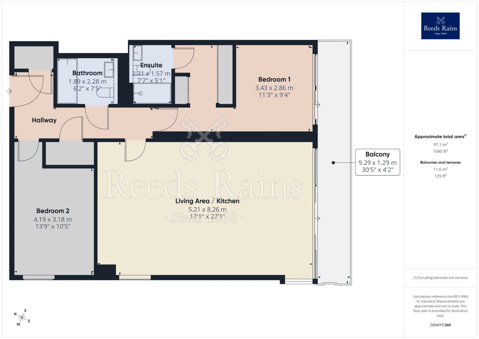 Floorplan of 2 bedroom Flat for sale, The Quays, Salford, M50