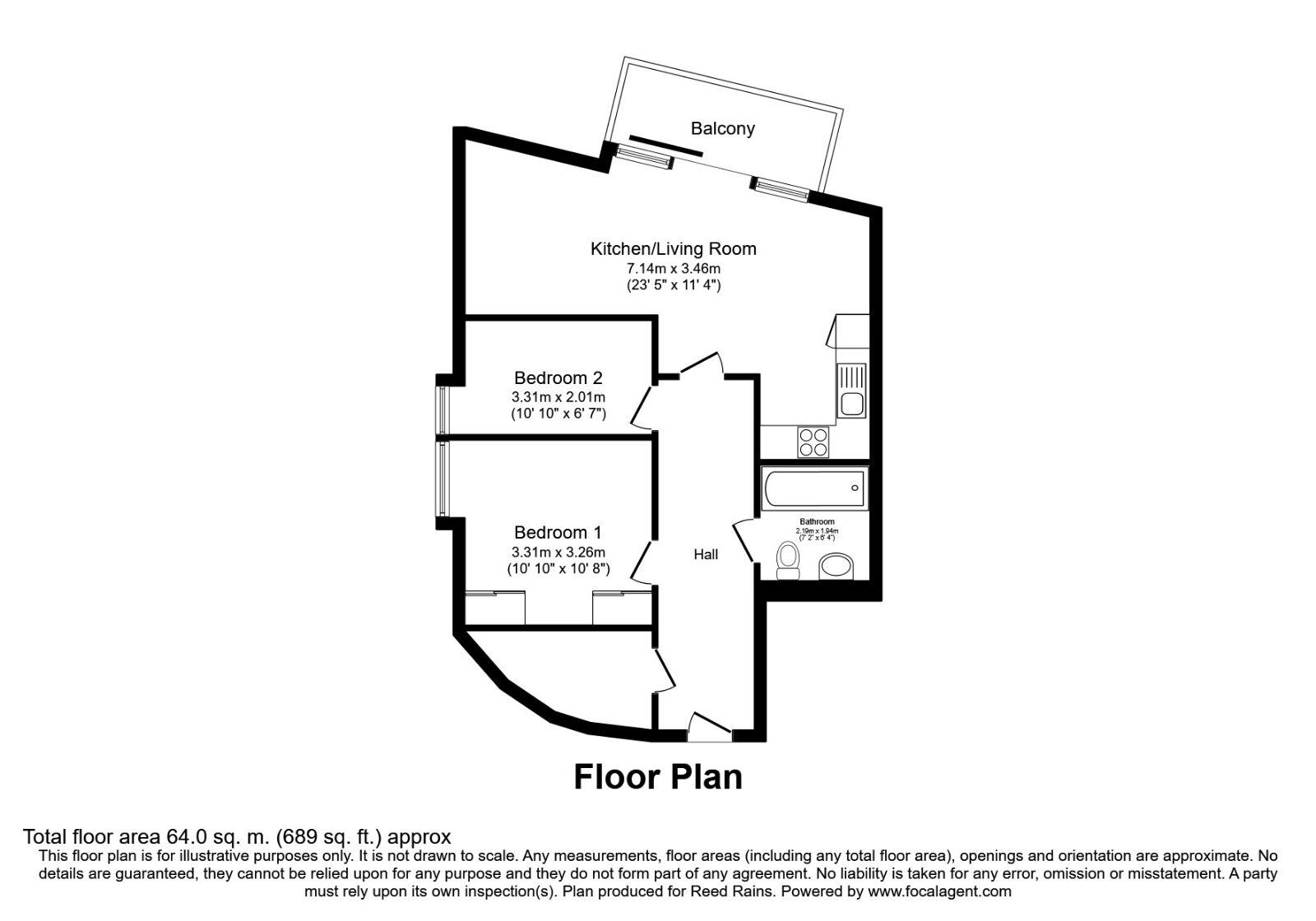Floorplan of 2 bedroom Flat for sale, The Quays, Salford, M50