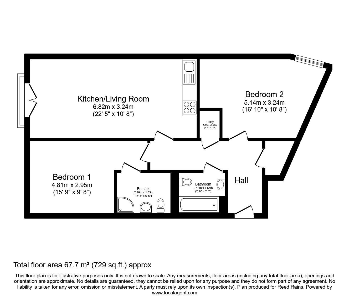 Floorplan of 2 bedroom Flat to rent, Blackfriars Road, Salford, Greater Manchester, M3
