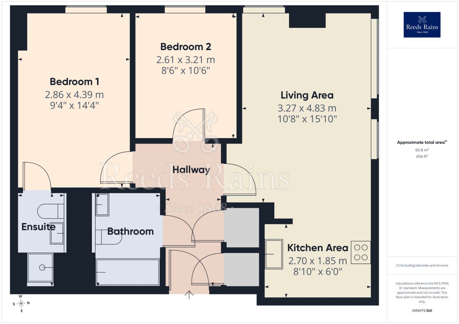 Floorplan of 2 bedroom Flat for sale, Michigan Point Tower A, 9 Michigan Avenue, Salford, M50
