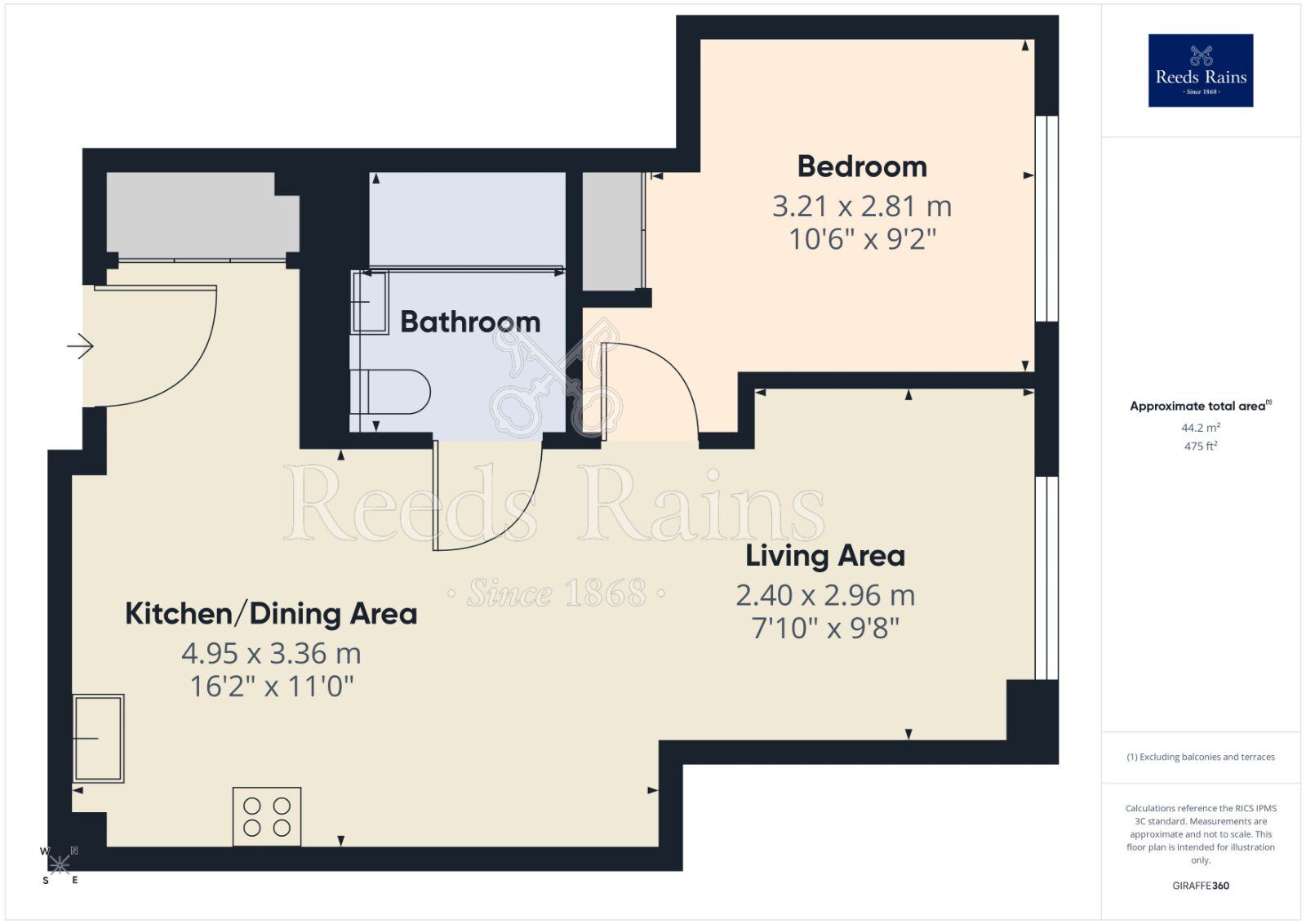Floorplan of 1 bedroom Flat for sale, Red, Media City UK, Salford, M50