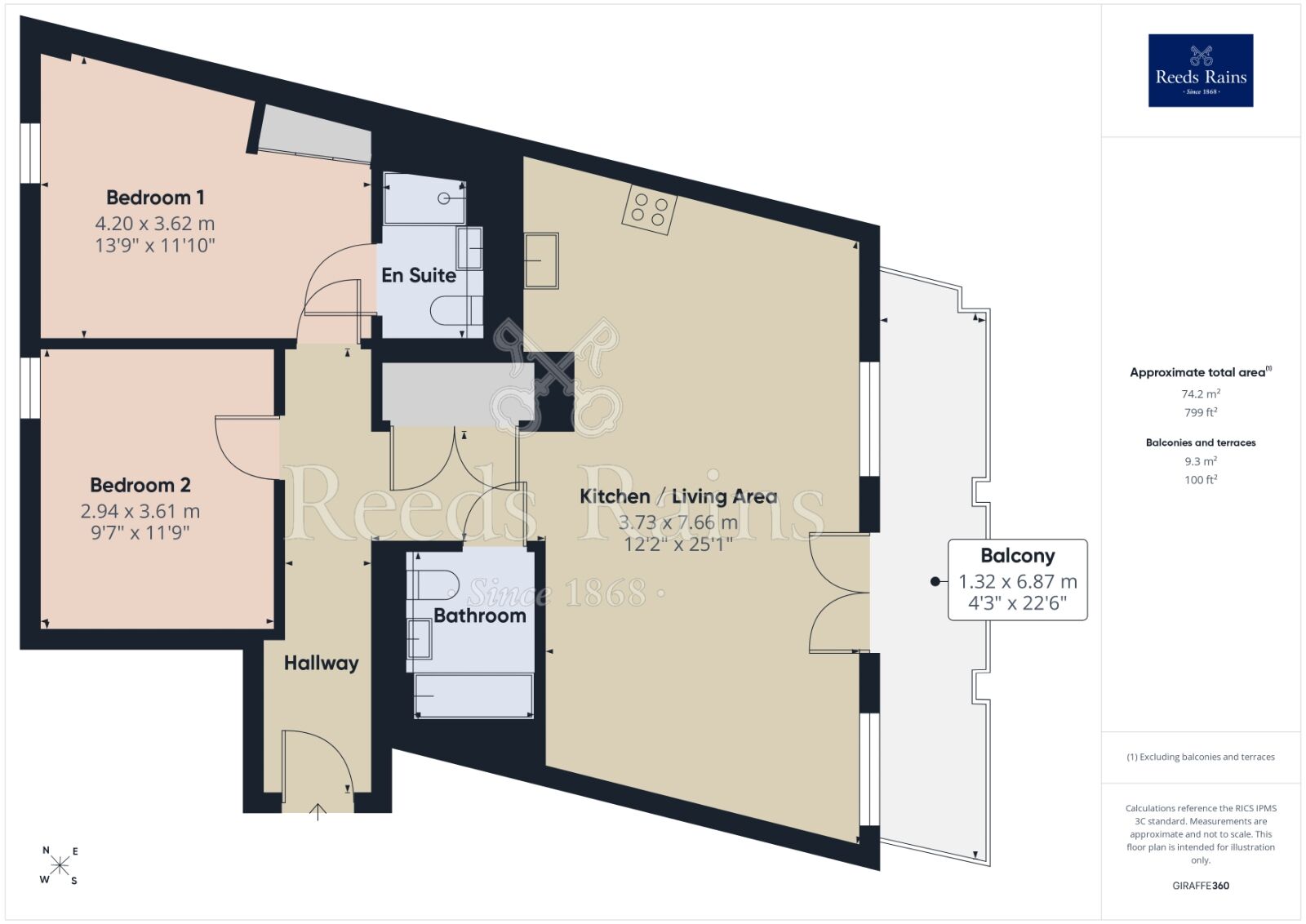 Floorplan of 2 bedroom Flat to rent, Stanley Street, Salford, Greater Manchester, M3