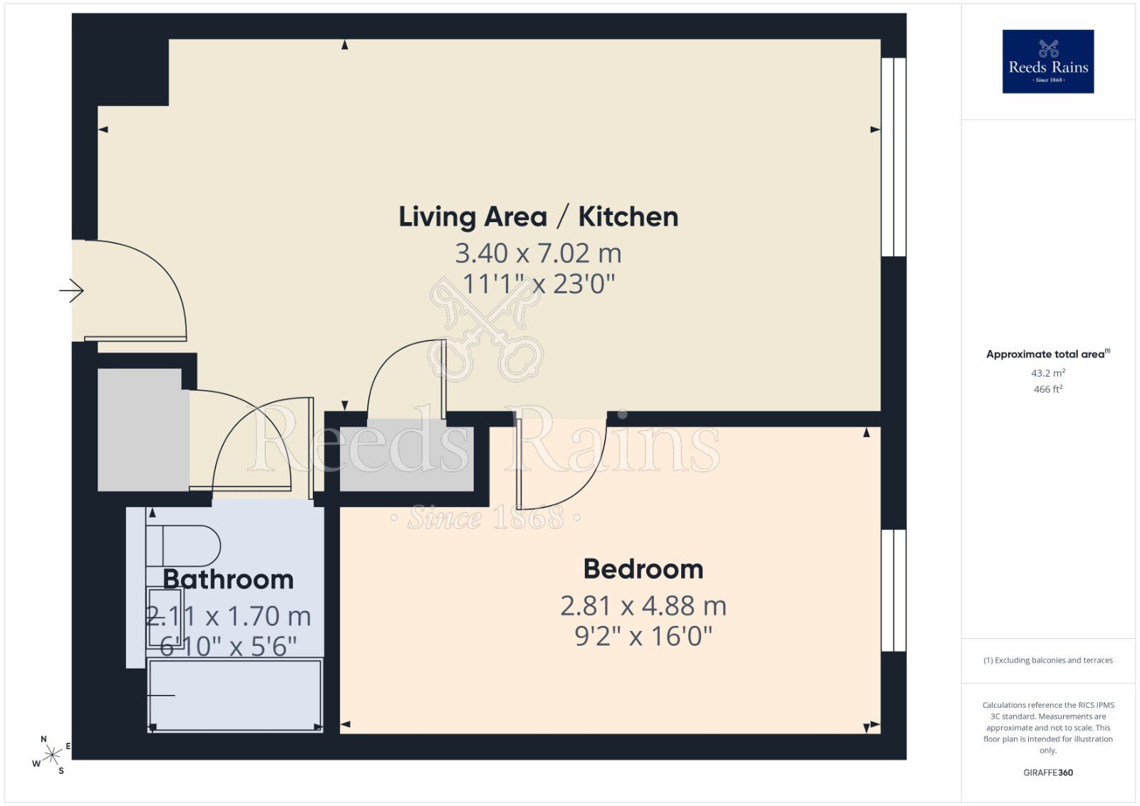 Floorplan of 1 bedroom Flat for sale, Wharf End, Trafford Park, Manchester, M17