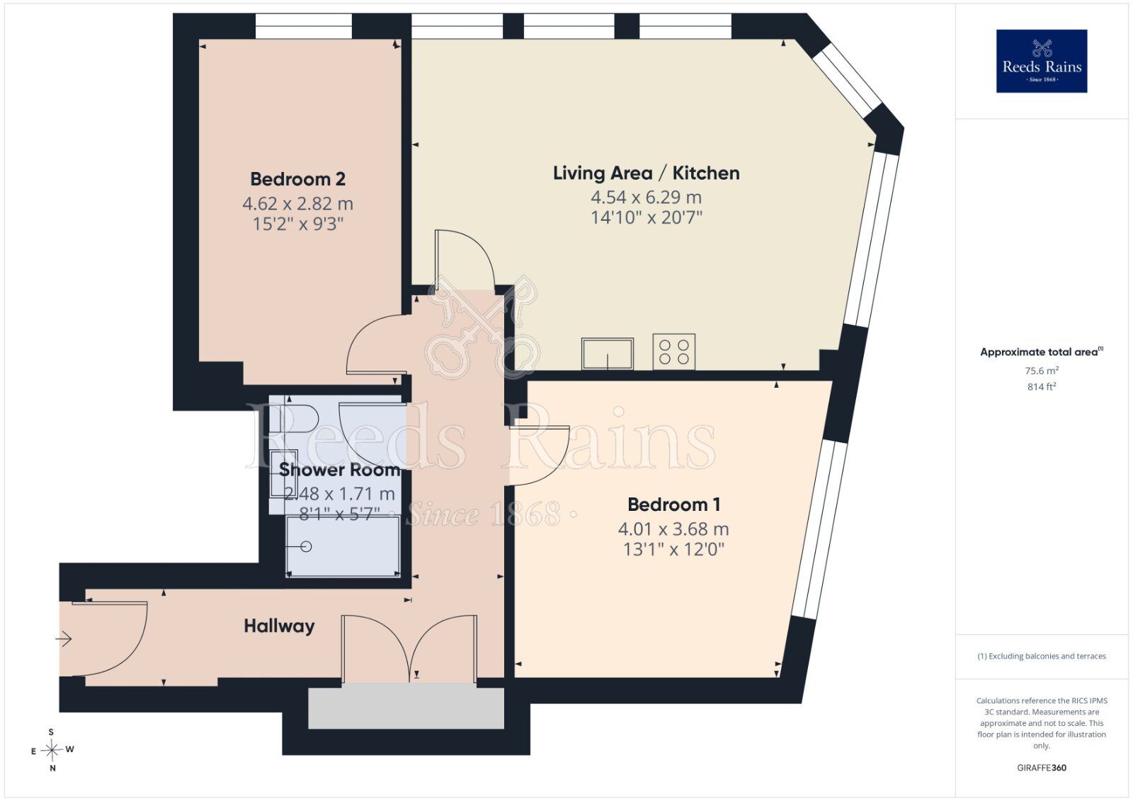 Floorplan of 2 bedroom Flat for sale, King Street, Manchester, M2