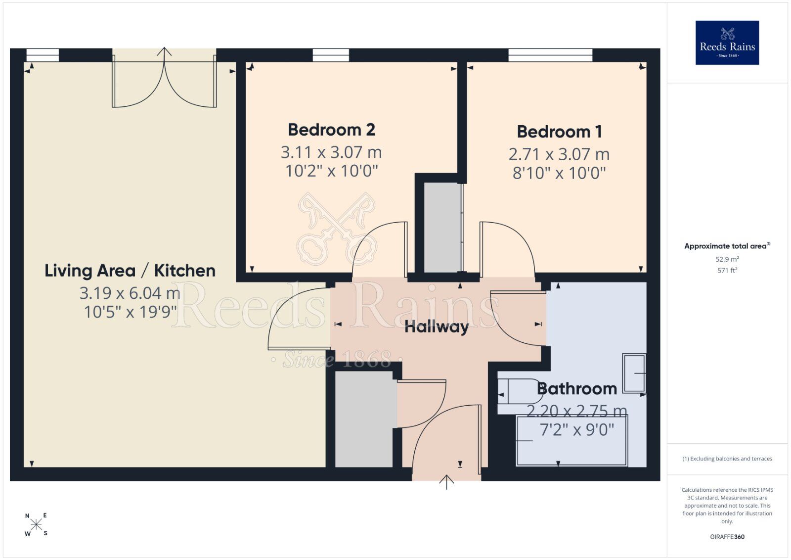 Floorplan of 2 bedroom Flat for sale, Derwent Street, Salford, M5
