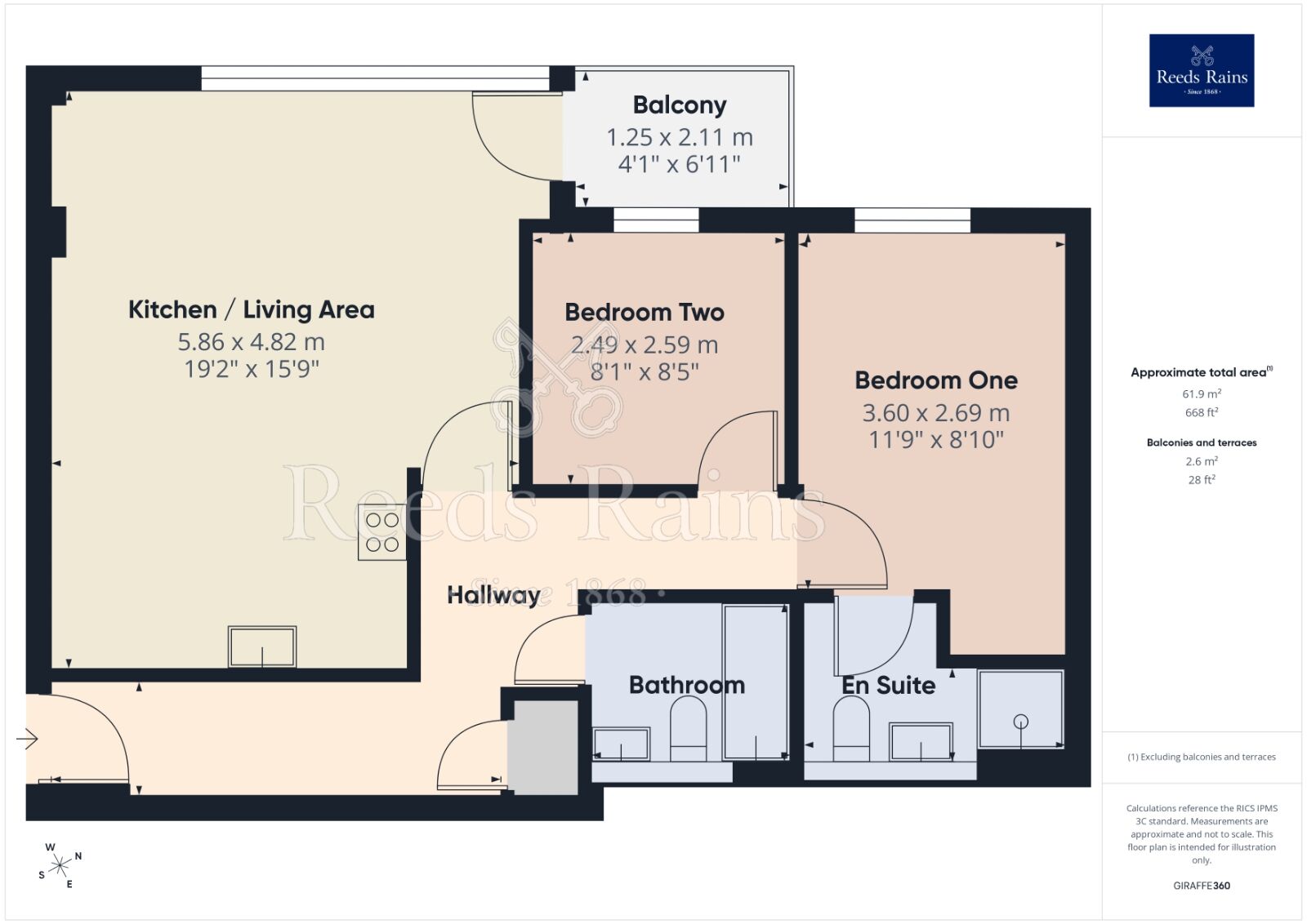 Floorplan of 2 bedroom Flat to rent, City Road East, Manchester, Greater Manchester, M15