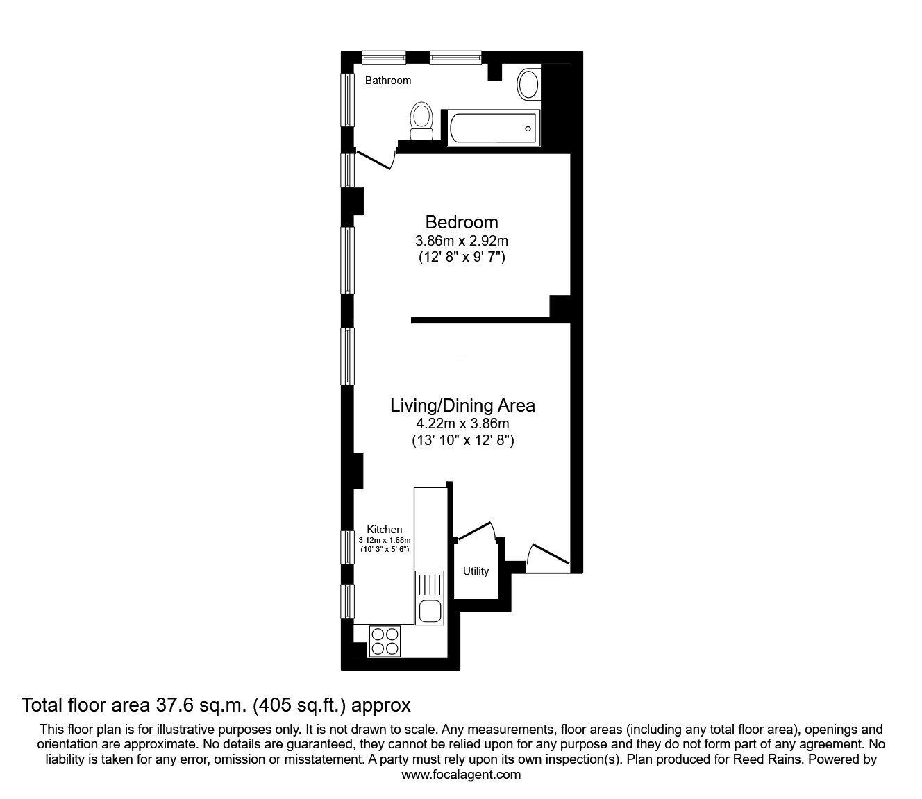 Floorplan of 1 bedroom Flat to rent, Lower Ormond Street, Manchester, Greater Manchester, M1