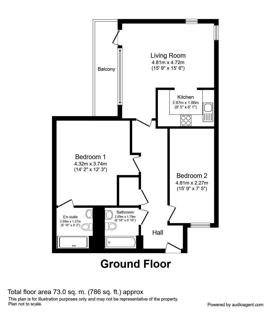 Floorplan of 2 bedroom Flat for sale, Jordan Street, Manchester, Greater Manchester, M15