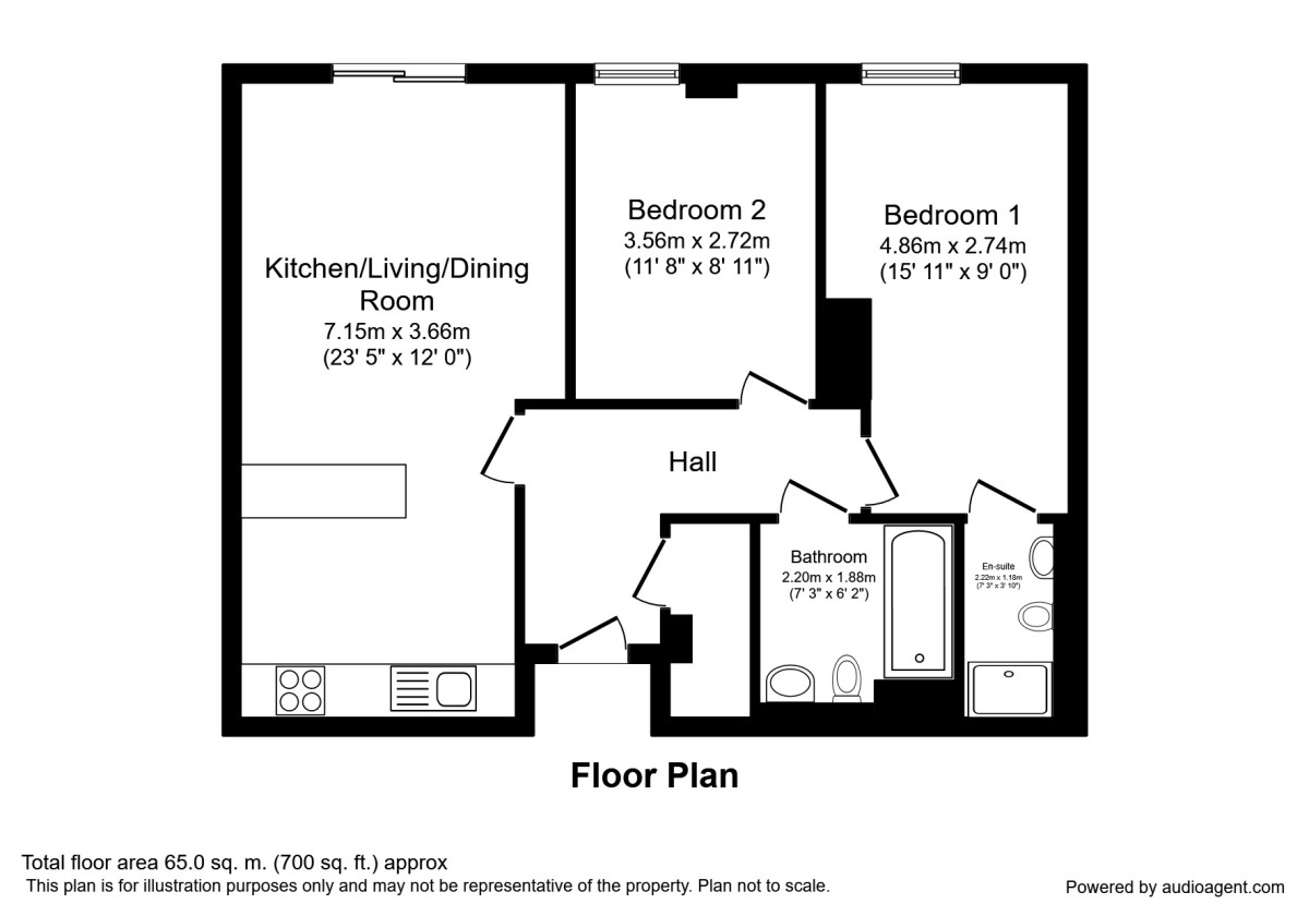 Floorplan of 2 bedroom Flat to rent, Lower Ormond Street, Manchester, Greater Manchester, M1