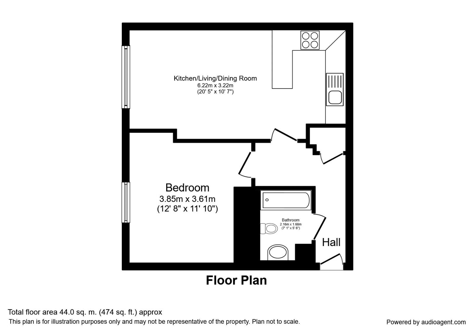 Floorplan of 1 bedroom Flat for sale, Chester Road, Manchester, M16