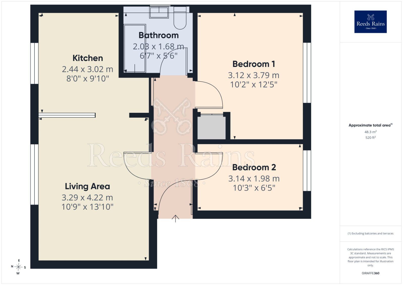 Floorplan of 2 bedroom Flat for sale, Twillbrook Drive, Salford, M3