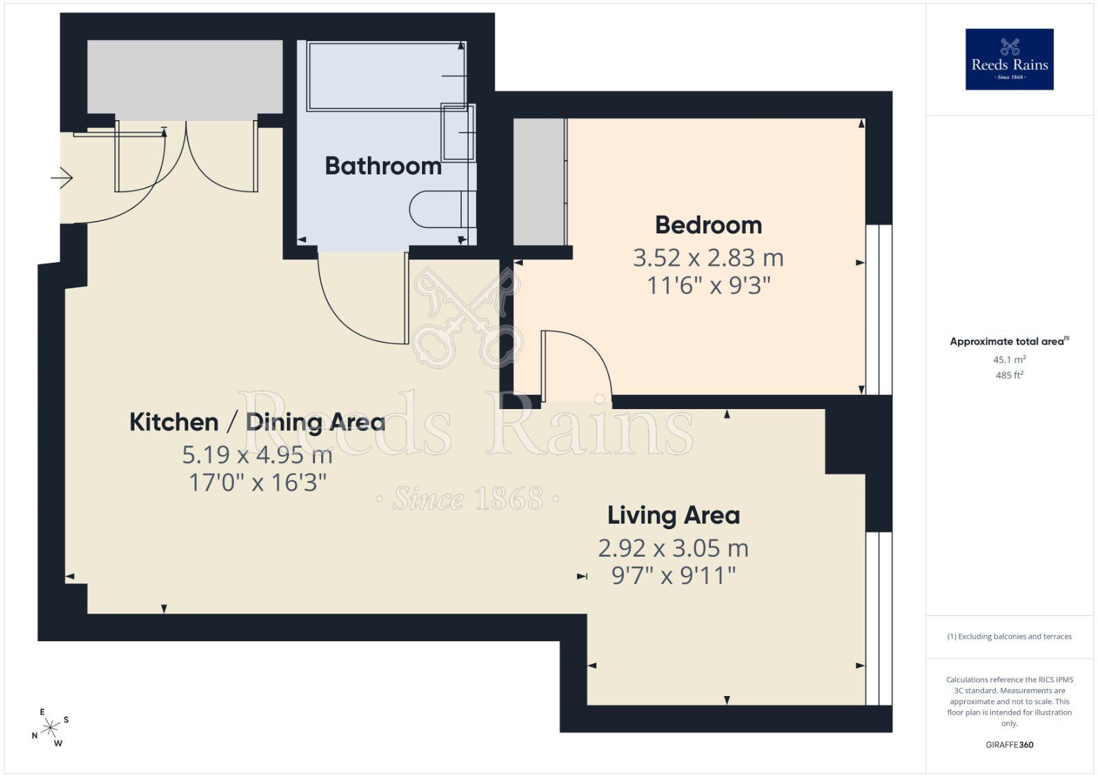 Floorplan of 1 bedroom Flat for sale, Red, Media City UK, Salford, M50