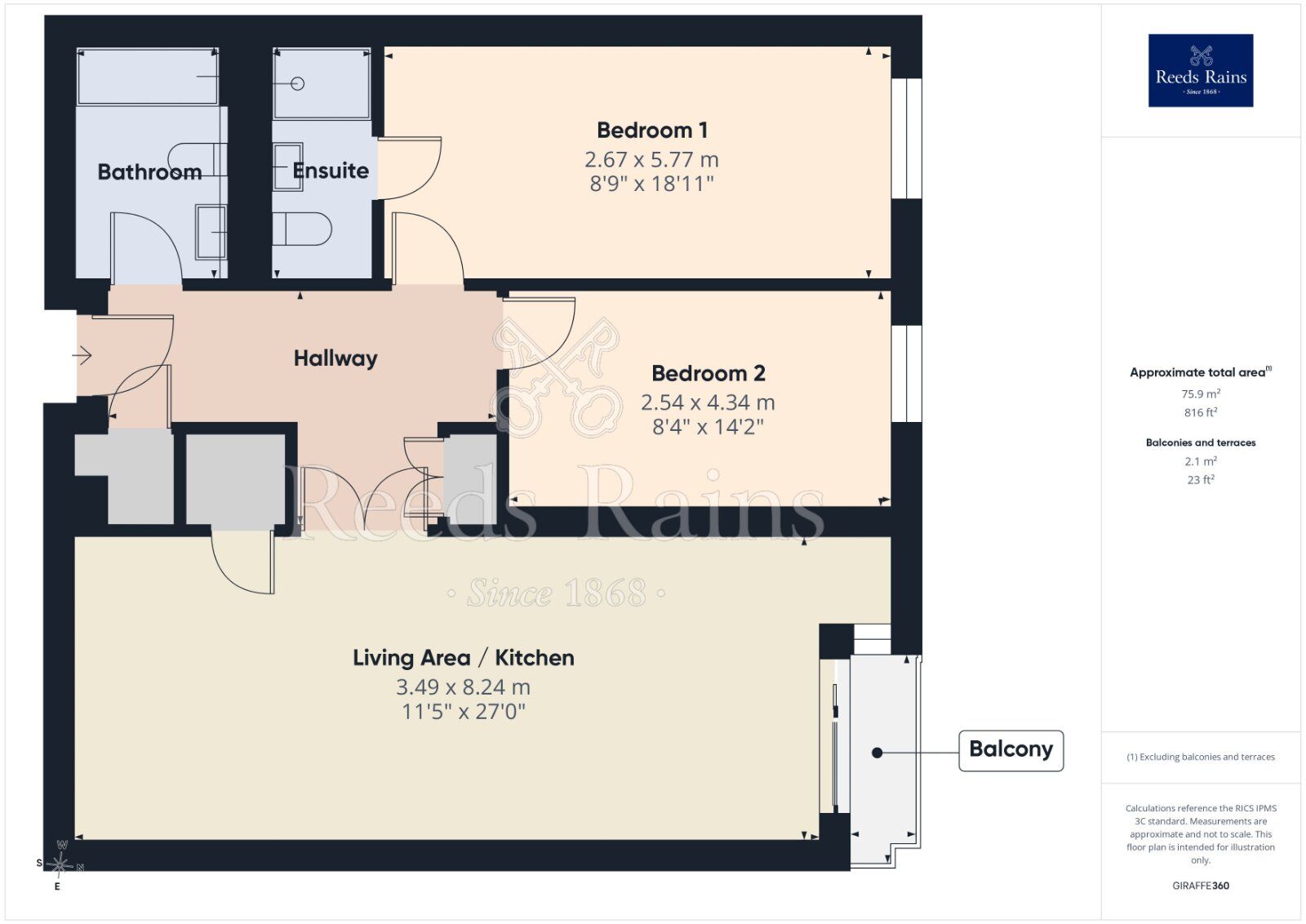 Floorplan of 2 bedroom Flat for sale, Whitworth Street West, Manchester, M1