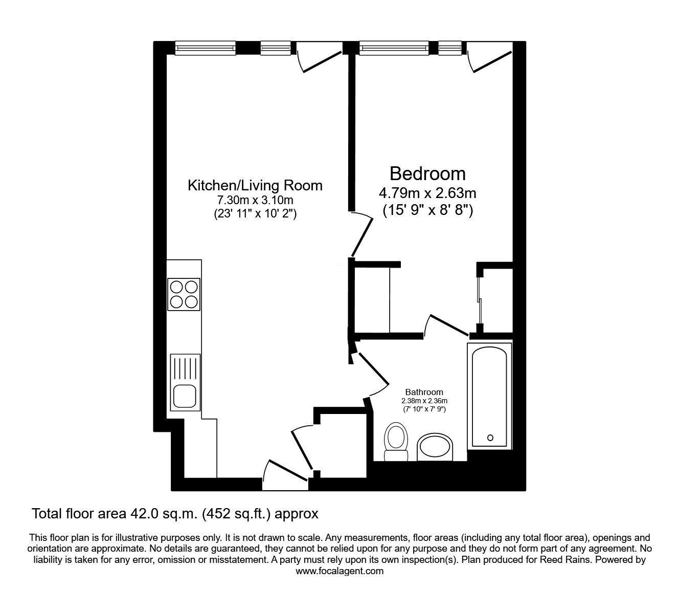 Floorplan of 1 bedroom Flat to rent, Greengate, Salford, Greater Manchester, M3