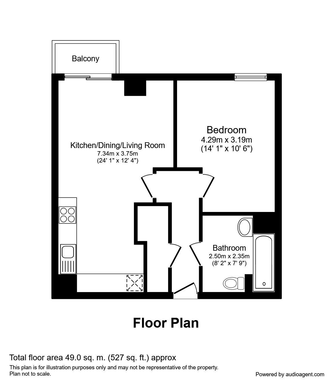 Floorplan of 1 bedroom Flat to rent, Fernie Street, Manchester, Greater Manchester, M4