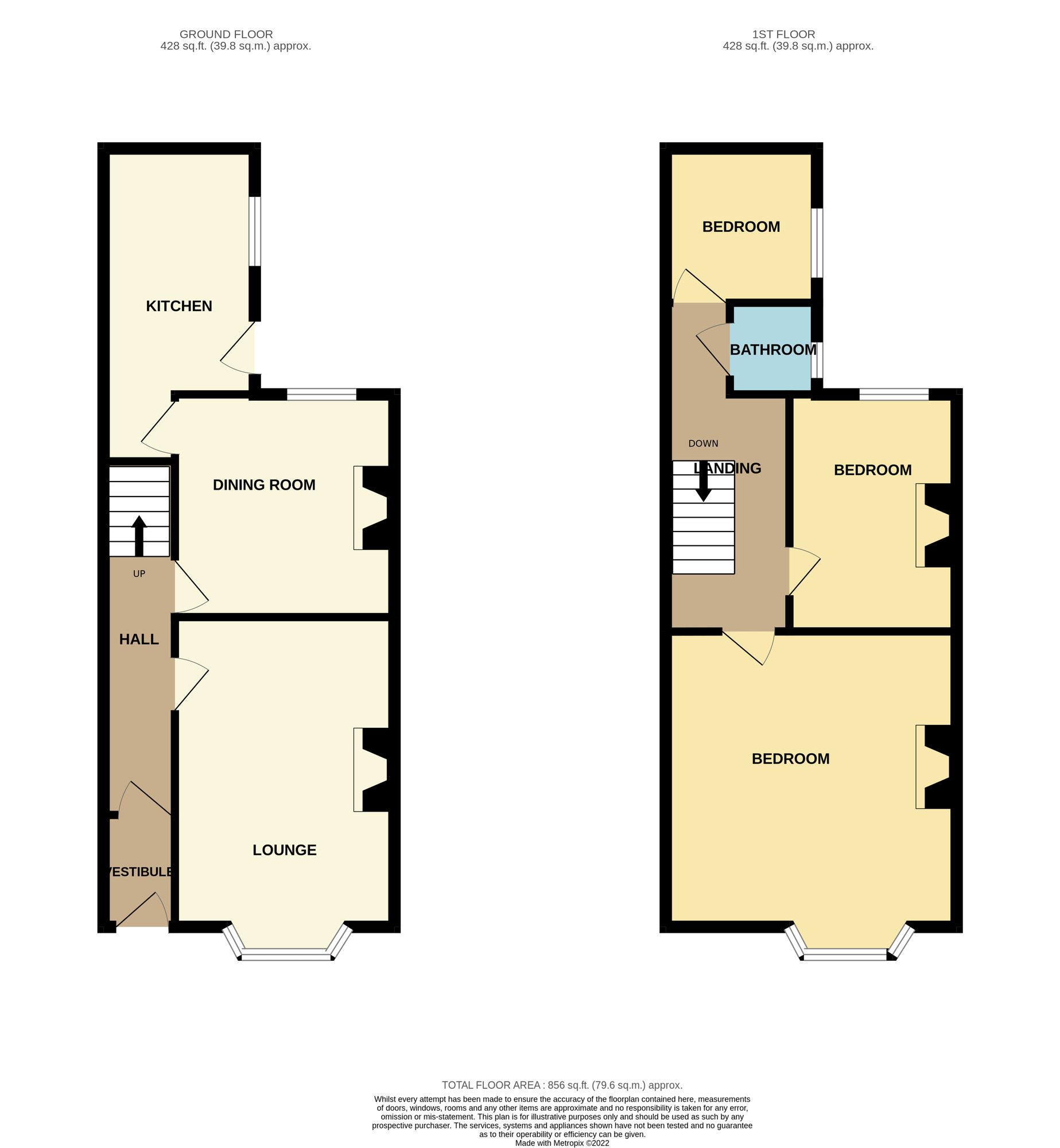Floorplan of 3 bedroom Mid Terrace House for sale, Ayresome Street, Town Centre, Middlesbrough, TS1