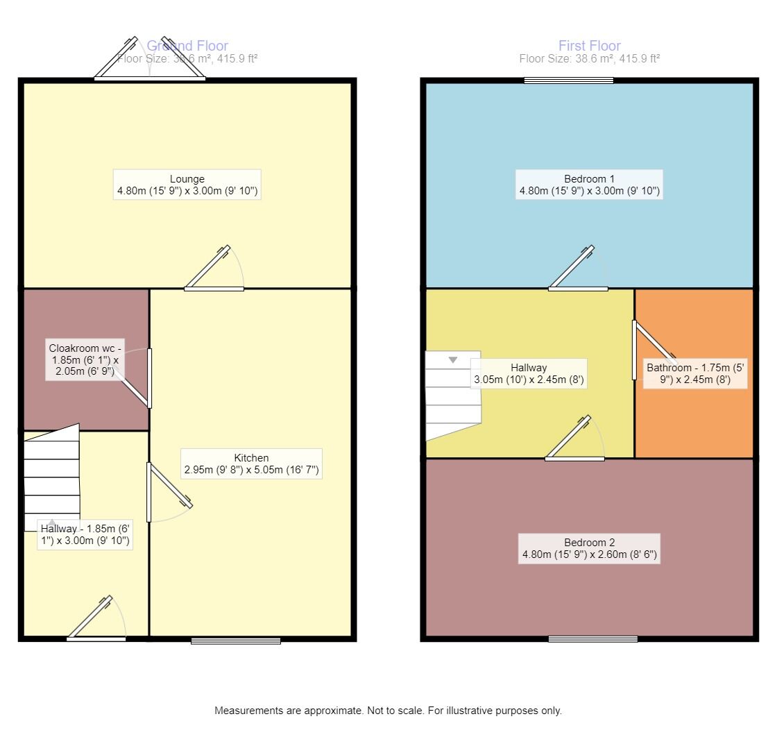 Floorplan of 2 bedroom Mid Terrace House for sale, Maplewood Drive, Normanby, Middlesbrough, TS6