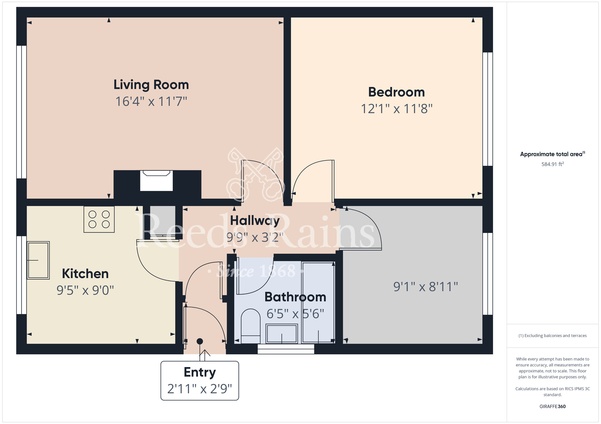 Floorplan of 2 bedroom Semi Detached Bungalow for sale, Keilder Rise, Hemlington, North Yorkshire, TS8
