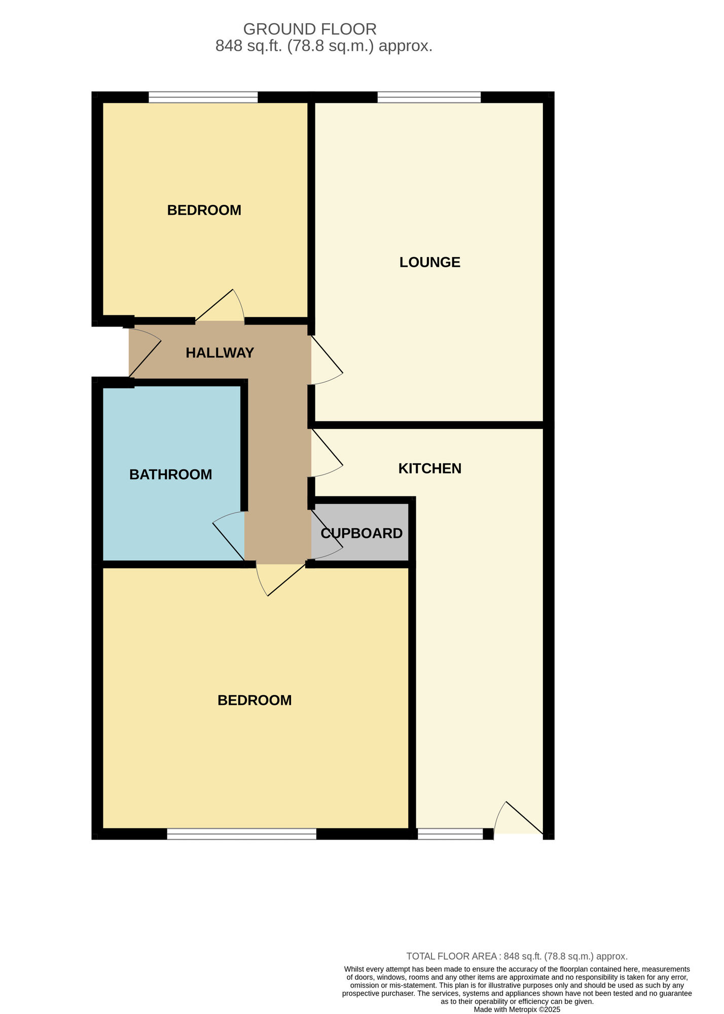Floorplan of 2 bedroom Semi Detached Bungalow for sale, Elmwood, Coulby Newham, North Yorkshire, TS8