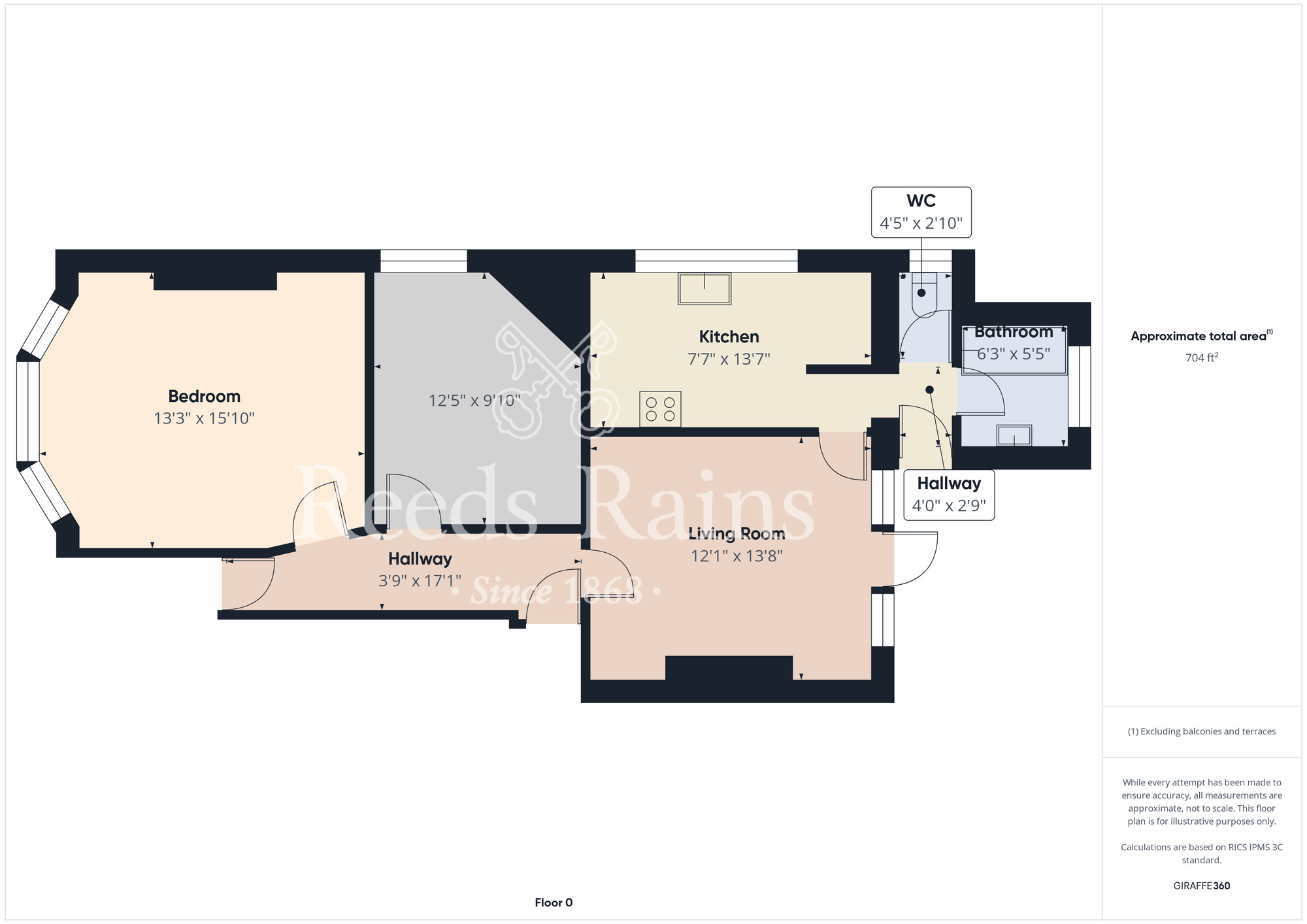 Floorplan of 2 bedroom  Flat for sale, Oxford Road, Middlesbrough, North Yorkshire, TS5