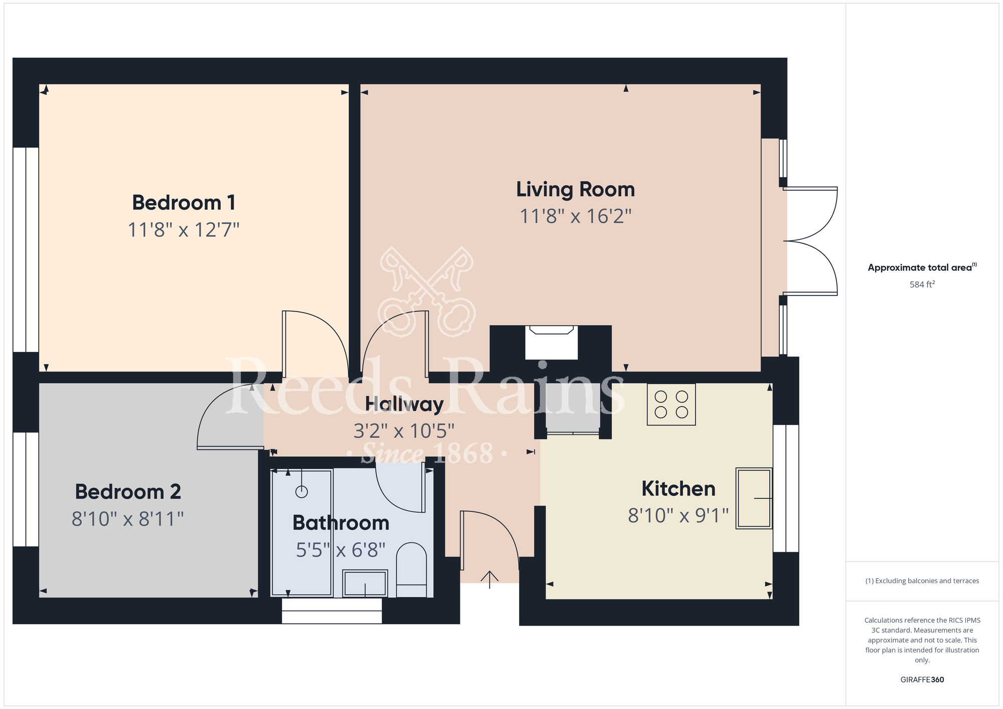 Floorplan of 2 bedroom Detached Bungalow for sale, Keilder Rise, Hemlington, North Yorkshire, TS8