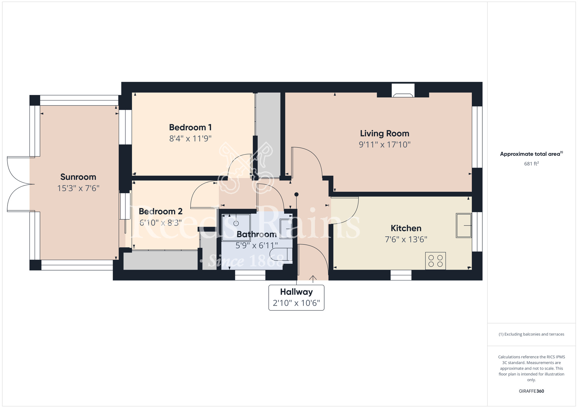 Floorplan of 2 bedroom Semi Detached Bungalow for sale, Sandy Flatts Court, Middlesbrough, North Yorkshire, TS5