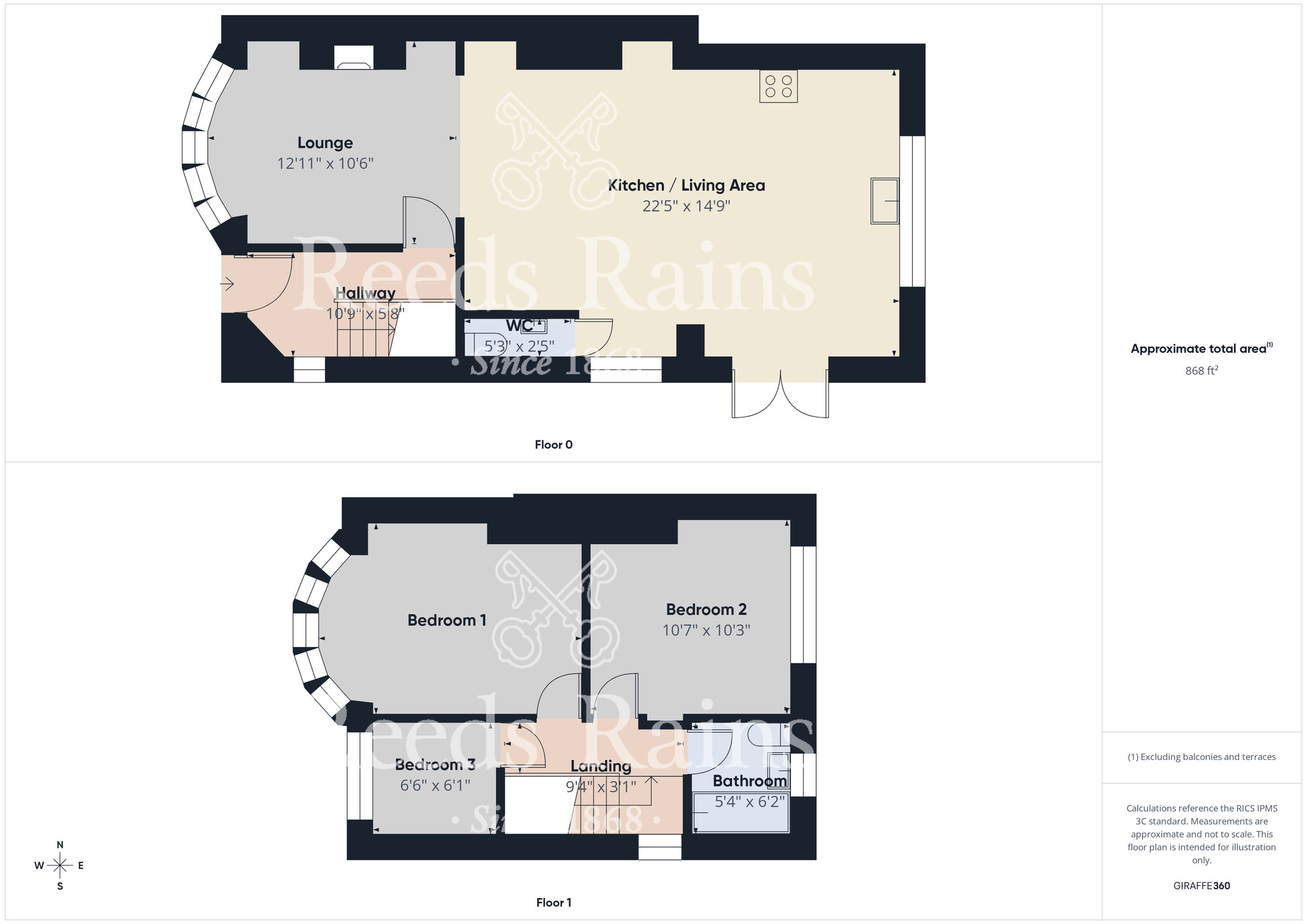 Floorplan of 3 bedroom End Terrace House for sale, Quebec Grove, Middlesbrough, North Yorkshire, TS4