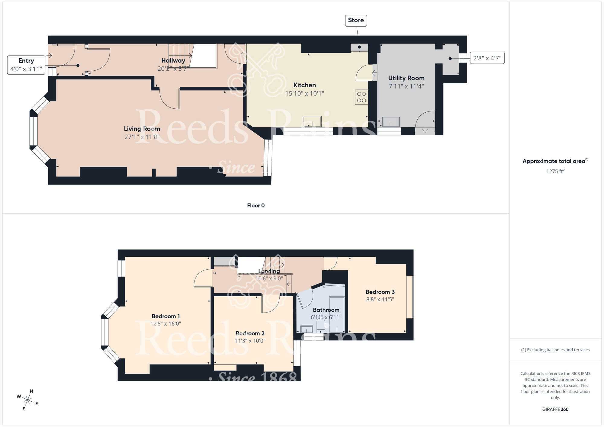 Floorplan of 3 bedroom Mid Terrace House for sale, Linden Grove, Middlesbrough, North Yorkshire, TS5